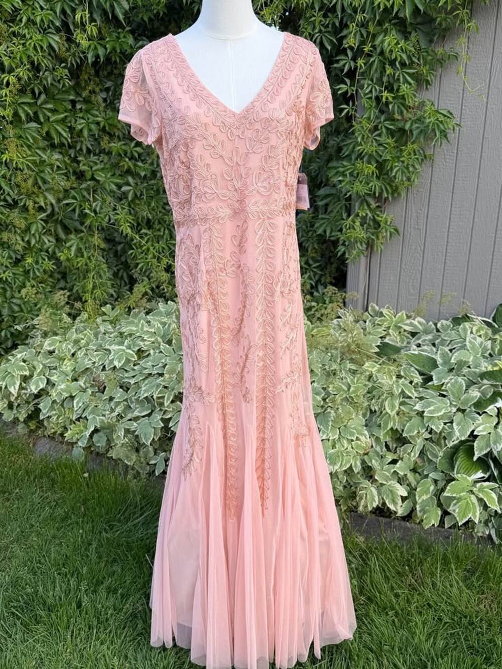 NEW Marina Dresses Blush Beaded Formal Gown | Size 16 |Mother of the Bride Dress